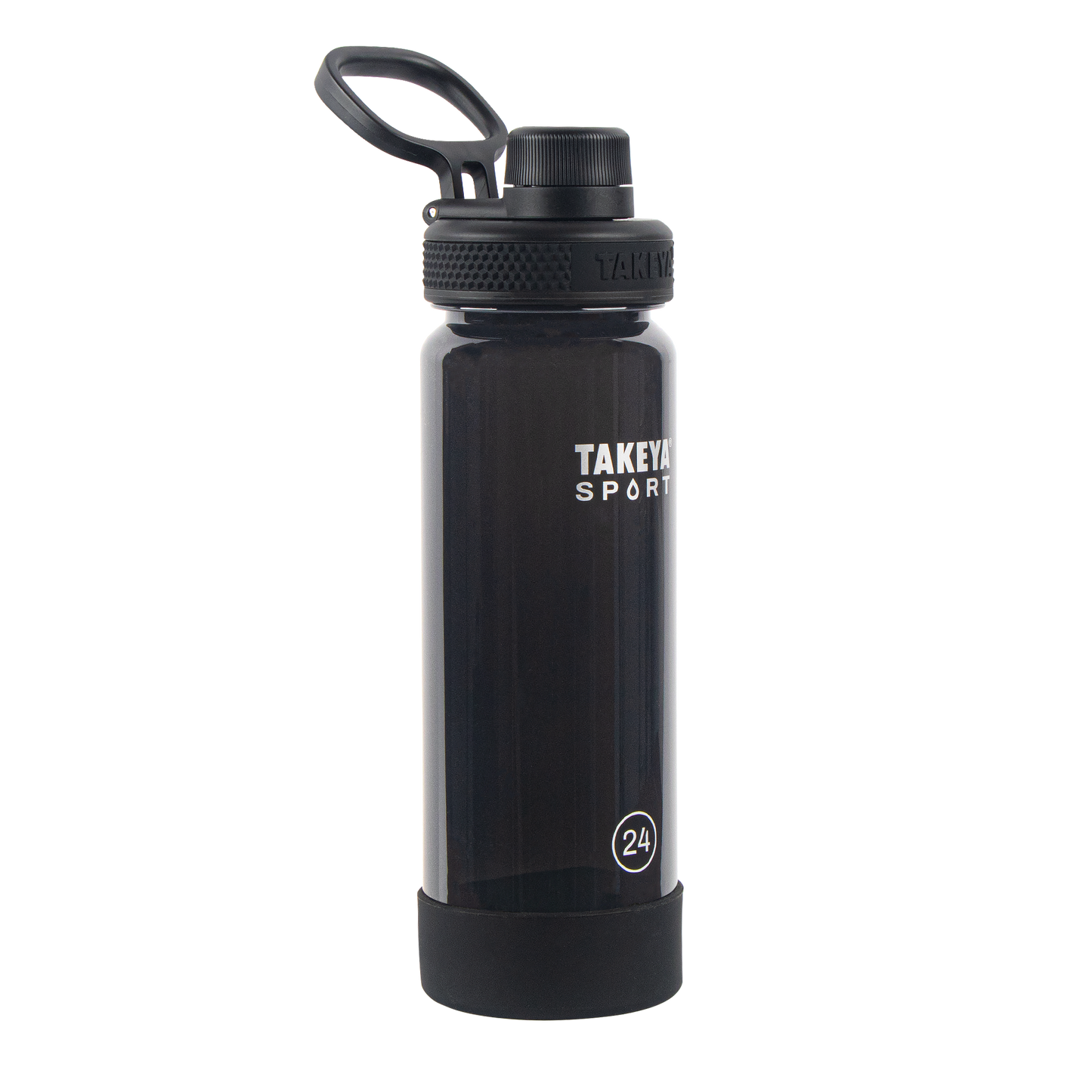 tritan-sport-water-bottle-with-spout-lid-e6 51664-TKS-Tritan-Spout-24-GrandSlamBlack-frontangle.png